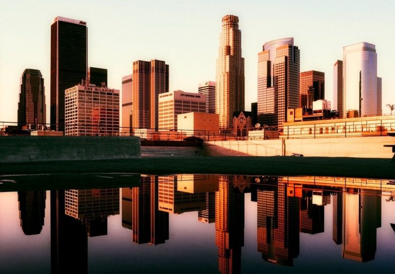 Los Angeles skyline at sunset